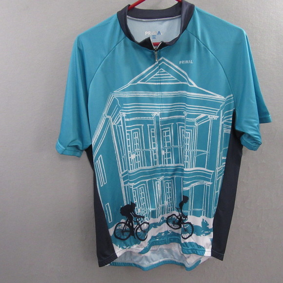 Primal Mens Cycling Jersey 2XL‎ Blue NWOT Full Zip Charleston Place Chain - Picture 1 of 9